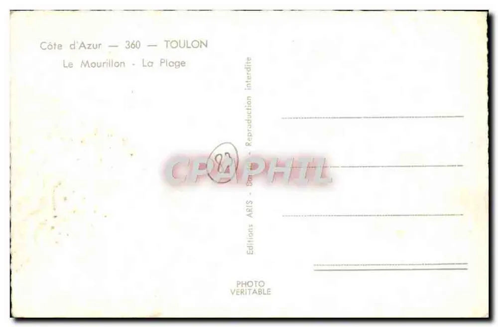Le Mourillon — A Praia — Editions ARIS - Verso