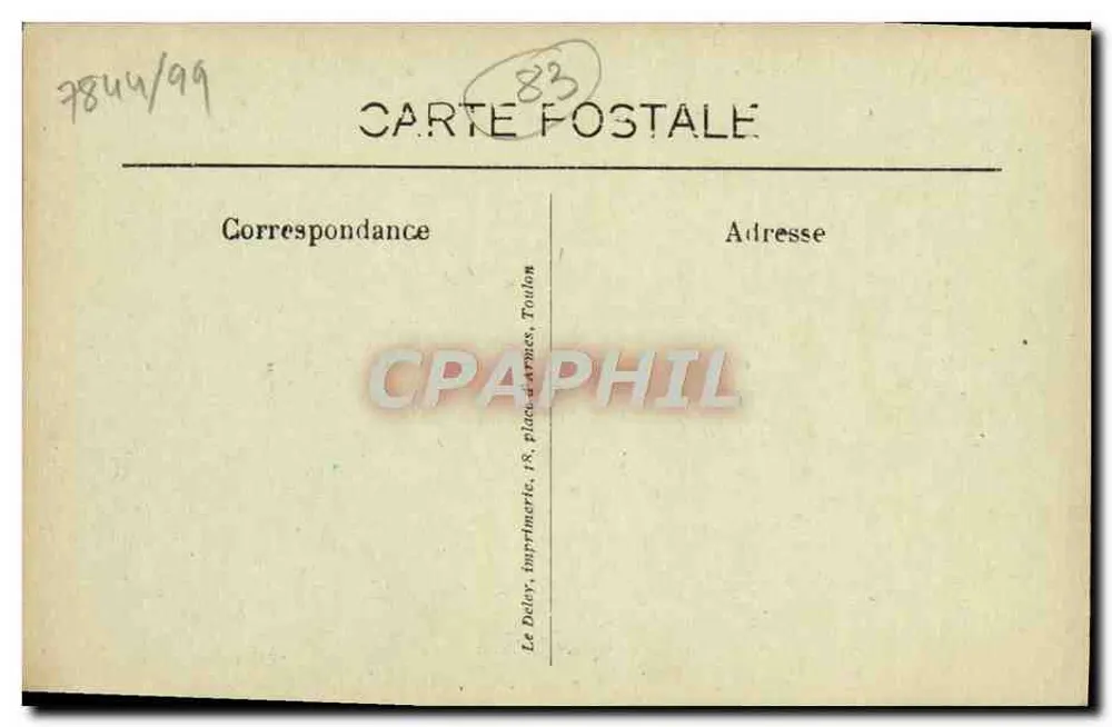 Toulon — Le Mourillon — Le Fort Saint-Louis — Verleger Le Déléry, n°25 - Rückseite