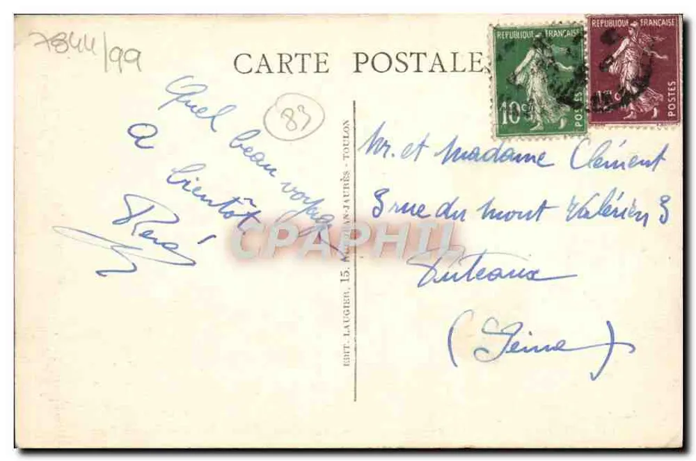 Der Löwenkopf-Felsen, am Mourillon — Toulon — Edit. Laugier, n° 07 - Rückseite