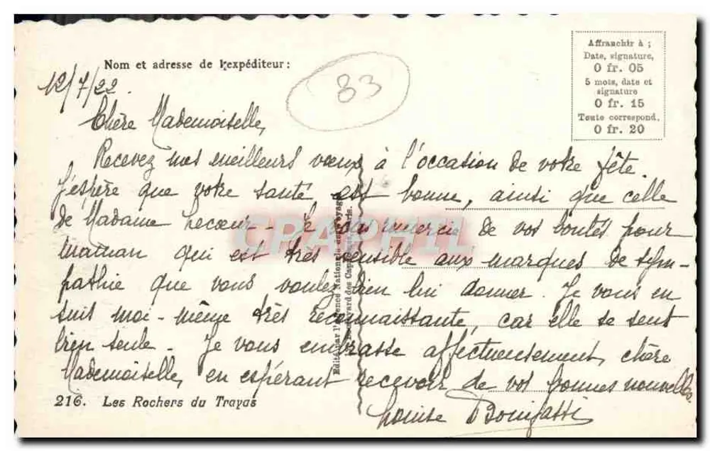 लेस रोचर्स डू ट्रायास — चौकोर तट का दृश्य — एडिटर ग्राफेल, संख्या 216 - पीछे