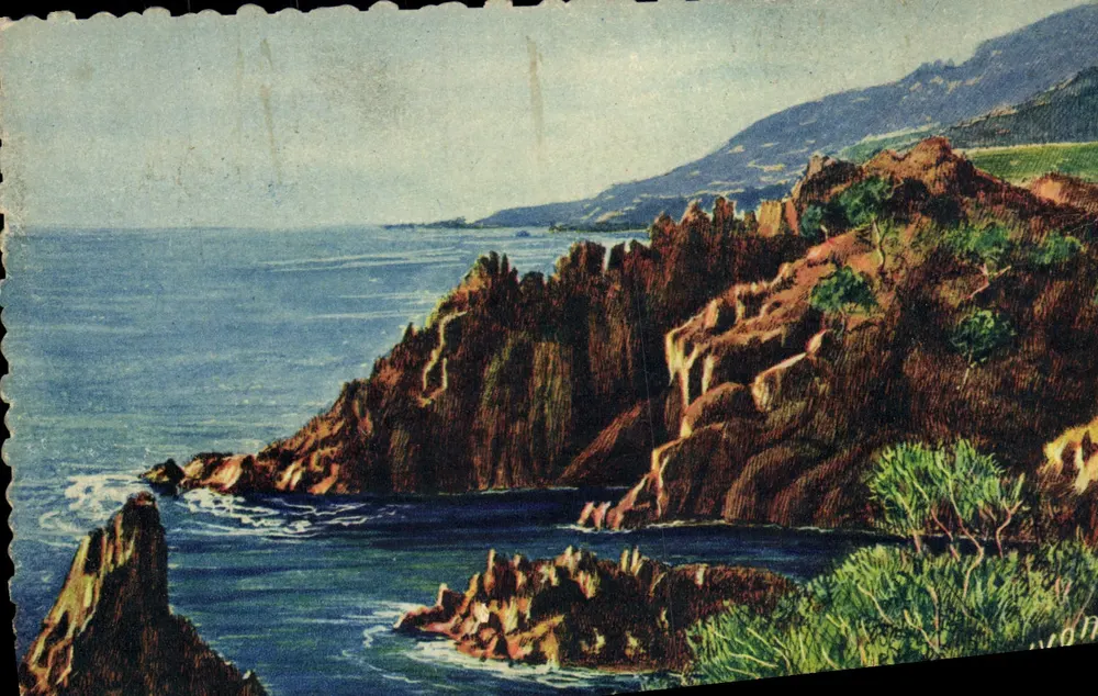 Os rochedos vermelhos — Costa Azul, Le Trayas (Var) — Les Éditions d'Art Yvon, Paris - Frente