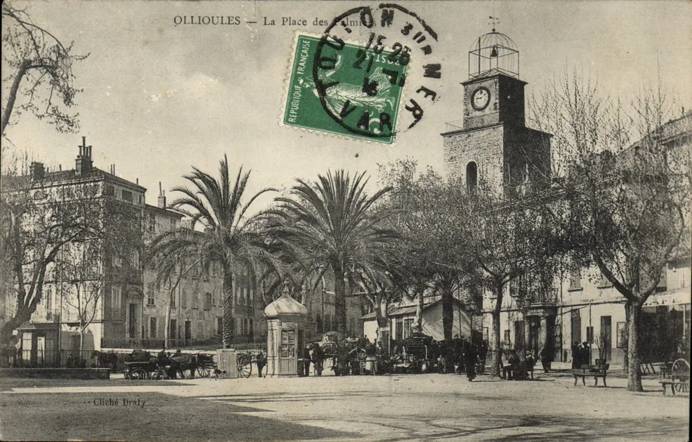 Ollioules — Ansicht der Place des Palmiers — Cliché Draly - Vorderseite