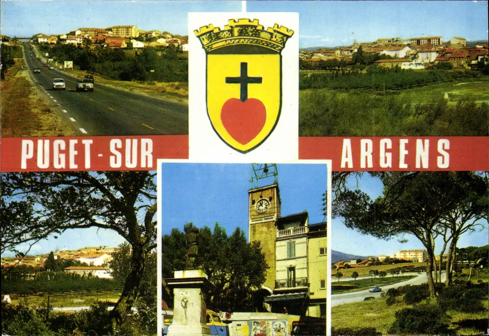 Puget-sur-Argens — vista panorâmica e monumento — editor MAR, NICE, n° 9263 - Frente