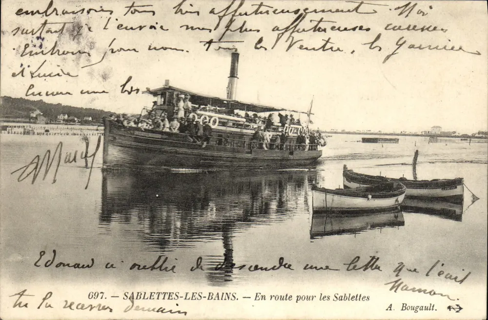 Sablettes-les-Bains — En camino hacia Sablettes — A. Bougault, n° 697 - Anverso