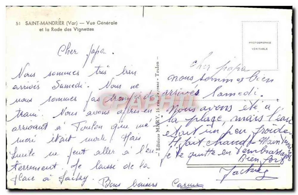 Saint-Mandrier (Var) — Vista Generale e la Rada delle Vignettes — Edizioni MARY, Tolone - Verso