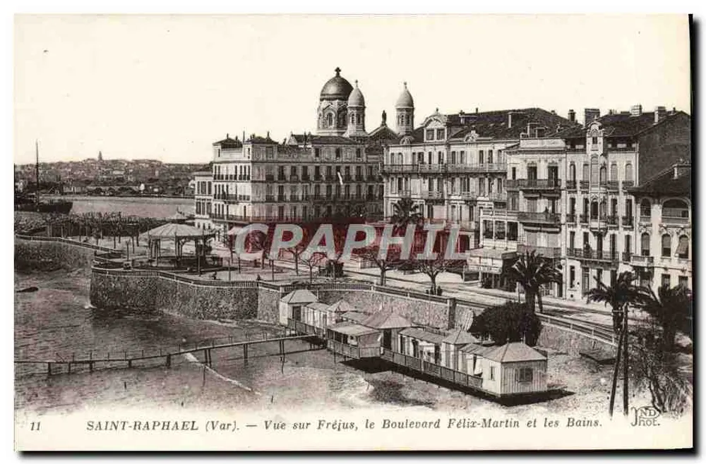 Saint-Raphaël (Var) — Ansicht von Fréjus, Boulevard Félix-Martin und den Bains — JND Phot. - Vorderseite