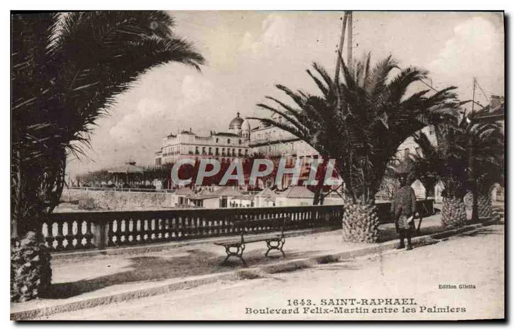 Saint-Raphaël — Boulevard Félix-Martin zwischen den Palmen — Edition Gilletta Nr. 1643 - Vorderseite