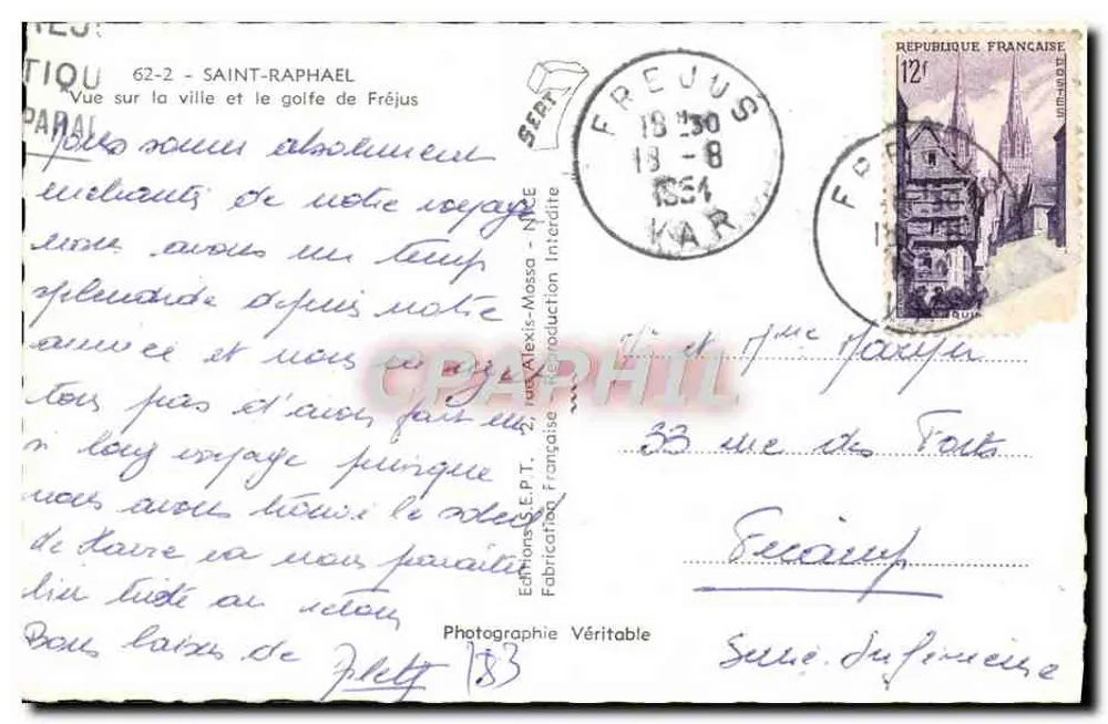 Ausblick auf die Stadt und den Golf von Fréjus — Saint-Raphaël — Editions E.P.T. — n° 62-2 - Rückseite