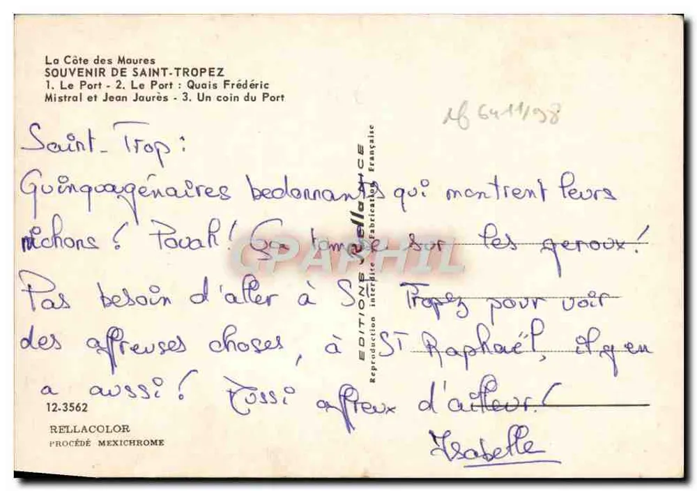 Saint-Tropez — Hafen und Kai — Éditions Rellacolor - Rückseite