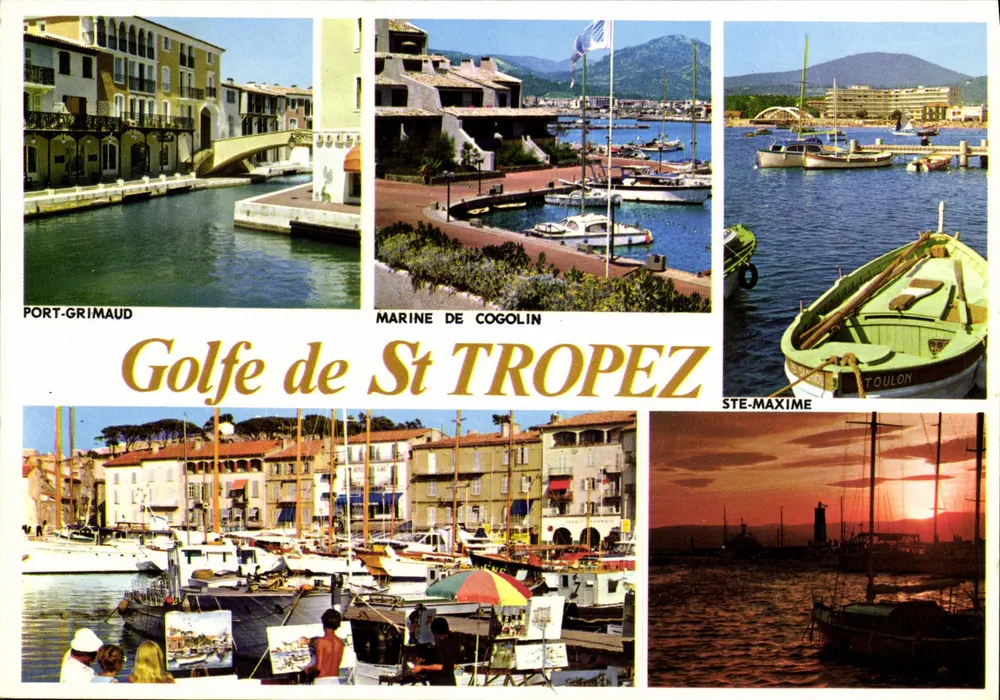 Golfo de St TROPEZ — Colagem de portos e vilas — Editor: Imprensa República - Frente