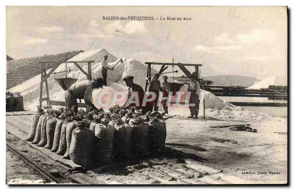 Salins-des-Pesquiers — Säcke füllen — Lemaire, Foto, Hyères - Vorderseite