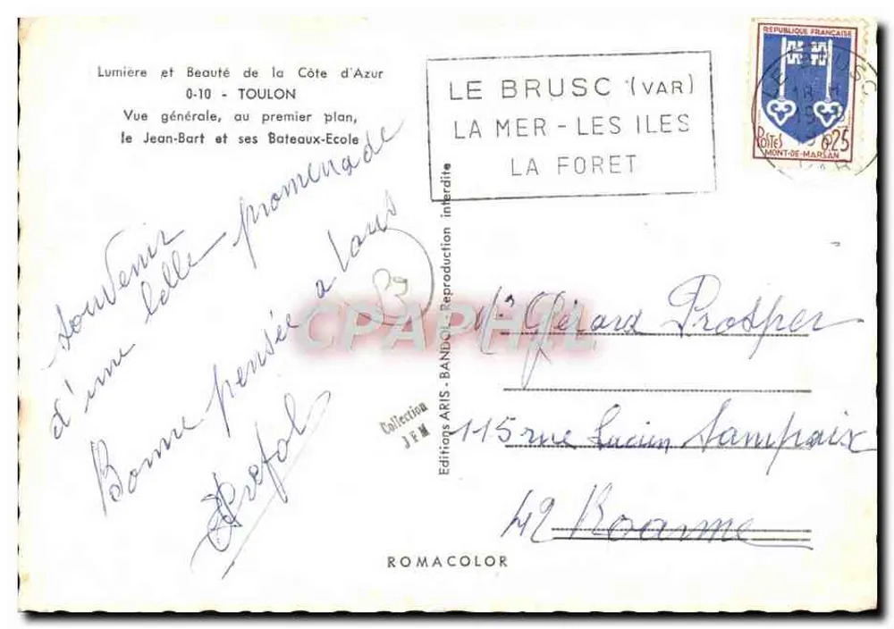 Toulon — Allgemeiner Blick auf den Hafen mit dem Jean-Bart und seinen Schulbooten — Éditions ARIS - Rückseite