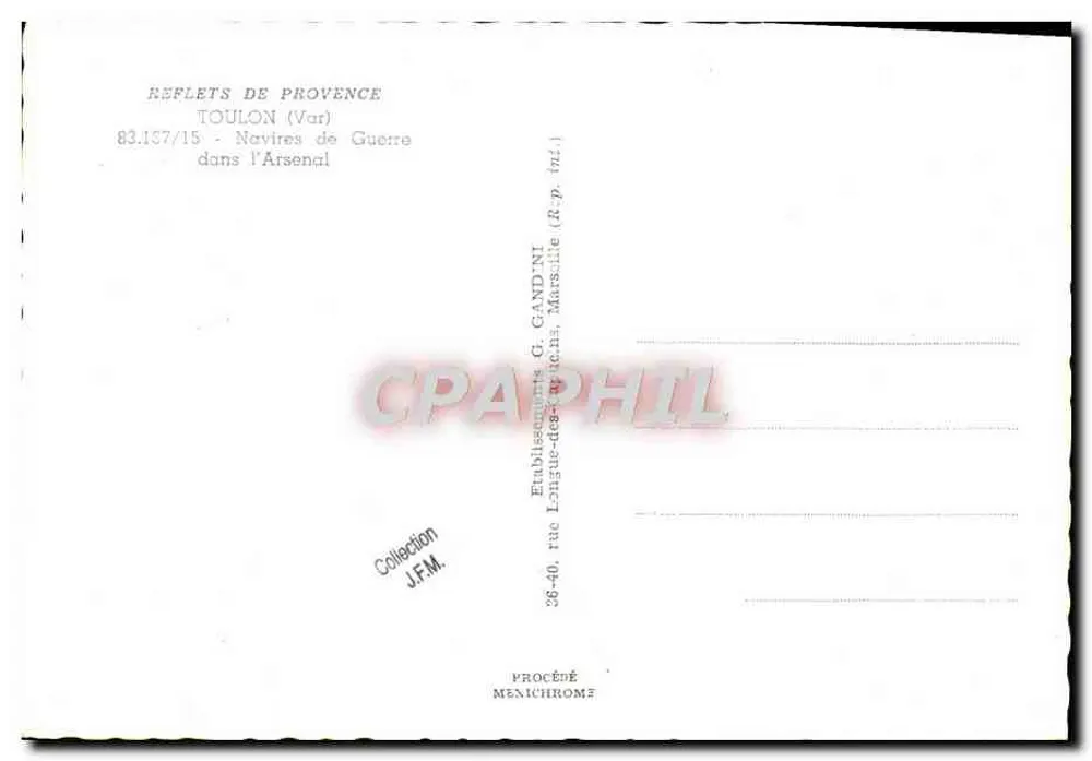 Kriegsschiffe im Arsenal — Toulon (Var) — Établissements G. Gandini, Marseille - Rückseite