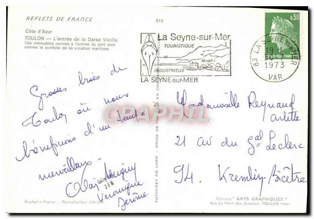 Toulon — Militärhafen mit Kreuzer F762 — Verlag Erte - Rückseite