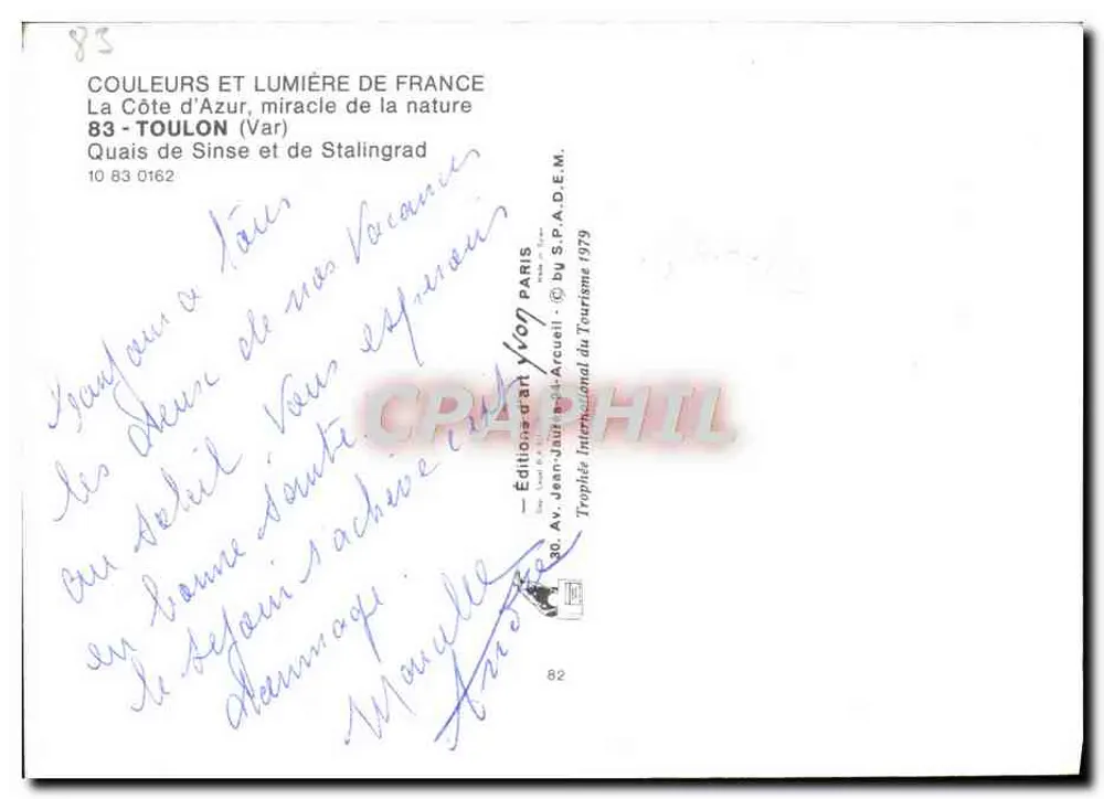 Toulon — Vista de Sinse e de Stalingrad — Edições Jean-Jaurès & Arcueil - Verso