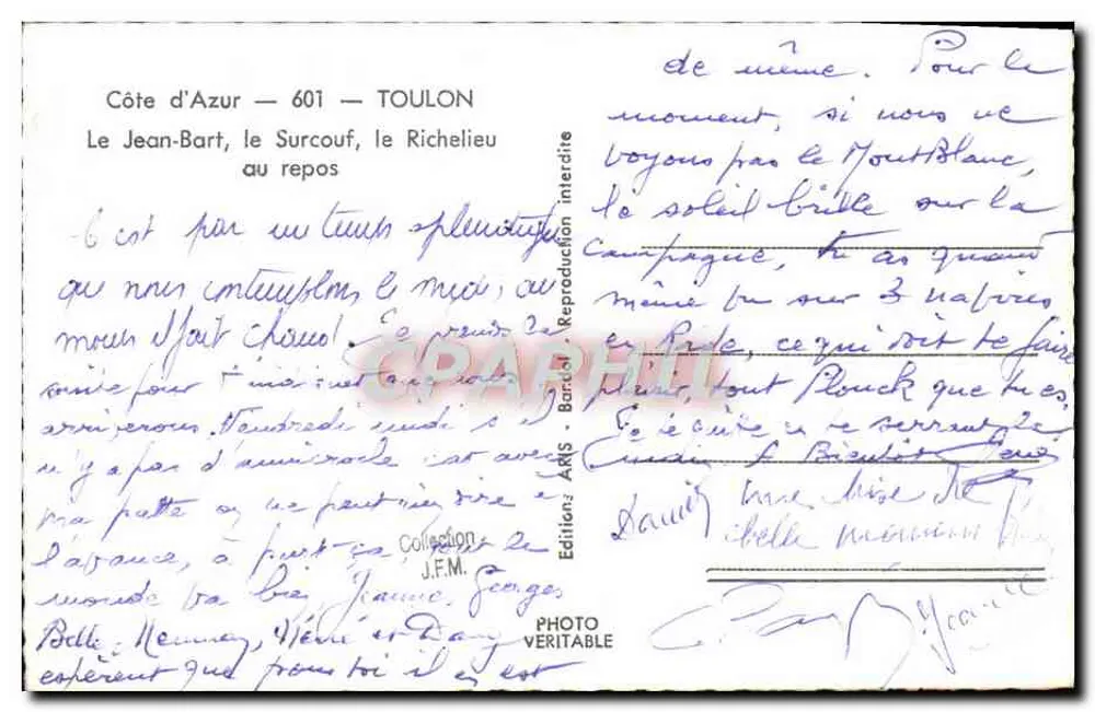 Côte d'Azur — TOULON — Le Jean-Bart, le Surcouf, le Richelieu im Ruhestand — Éditions ARIS - Rückseite
