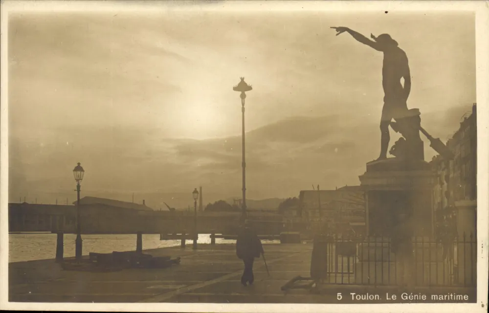 Toulon. El Genio marítimo — estatua en el puerto — editor no visible, número de serie 5 - Anverso