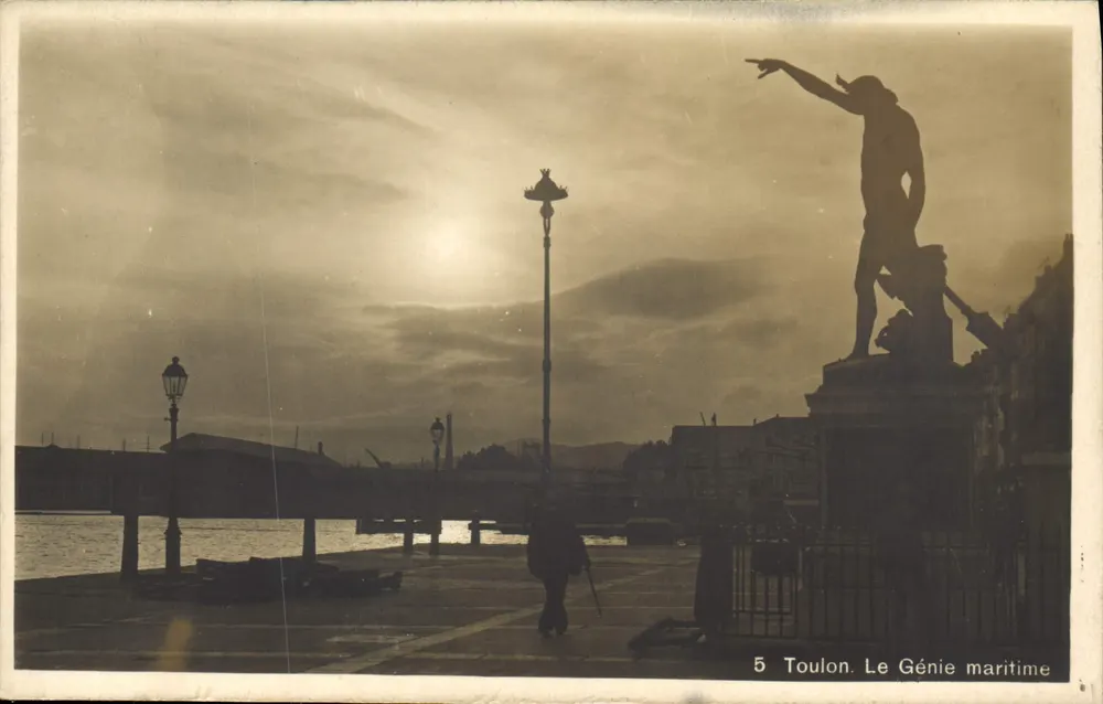 Toulon. El Genio marítimo — estatua en el puerto — editor desconocido, n.º 5 - Anverso