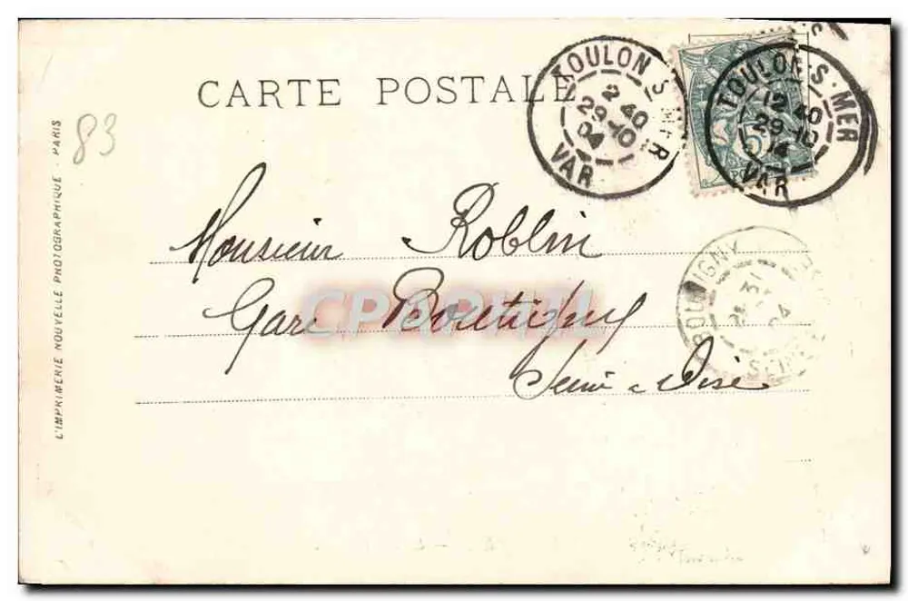 Toulon — Le Petit Rang — A. Bougault, n°703 - Verso