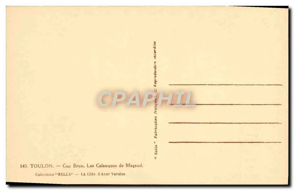 Capo Brùn — Le Calanque di Magaud — Collezione Rella — n°143 - Verso