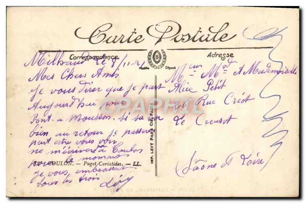 Toulon — Cariatides, de Puget — LL - Verso