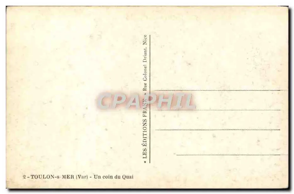 Toulon - Meer (Var) — Ein Stück des Kai — Editions Frank, Nice - Rückseite