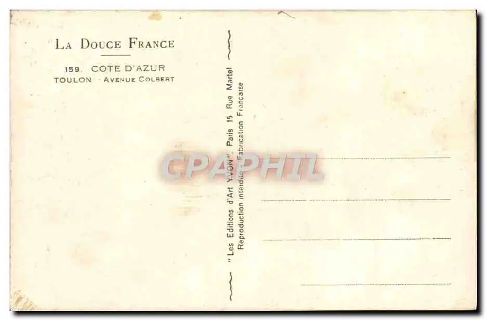Toulon - Avenue Colbert — Ansicht der Straße mit Palmen und Bus — Verlag La Douce France - Rückseite