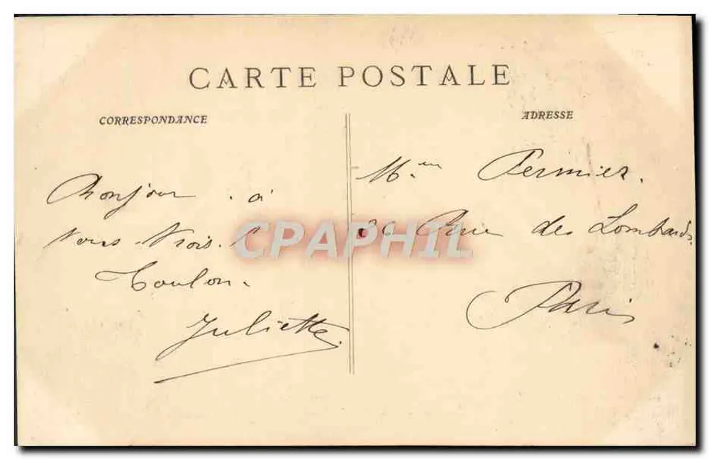 Toulon - Grand Hôtel und Place de la Liberté — P. Ruat, Verlag, Marseille, Nr. 4342 - Rückseite