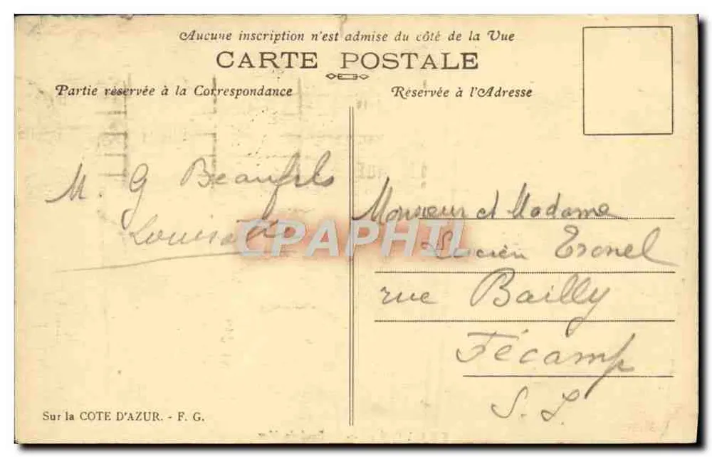 Toulon — Margem do Mar — Editor F.G. na Costa do Azul - Verso