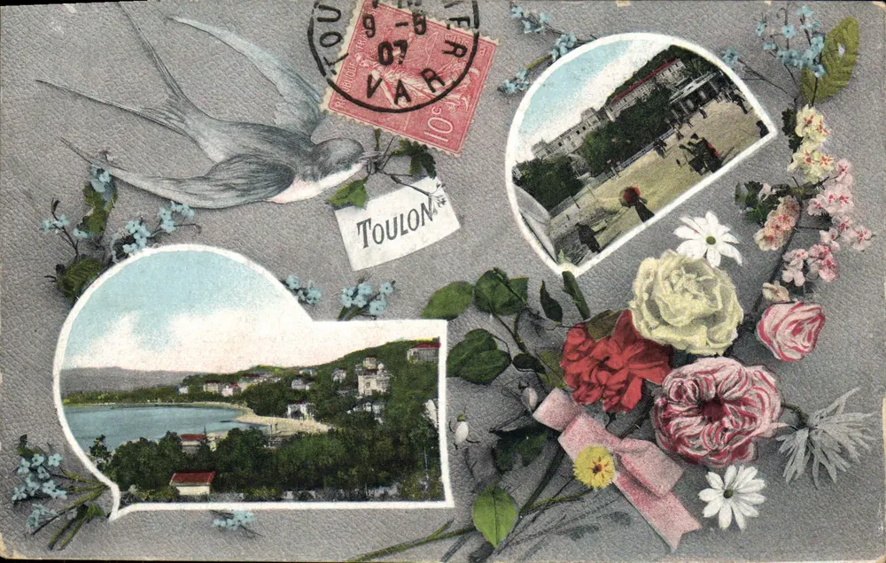 Toulon — vista panorâmica e praça — editor anônimo, número de série não visível - Frente