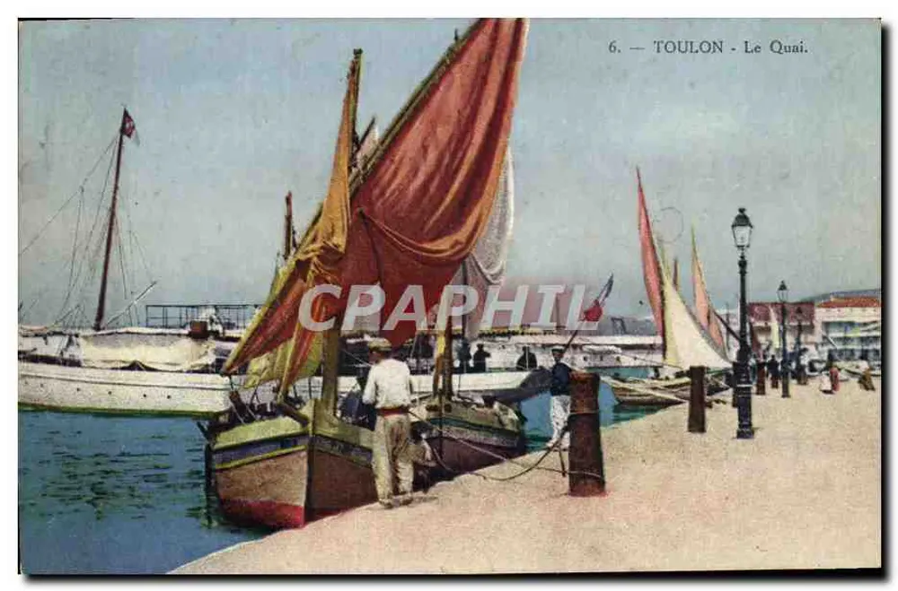 Toulon - O Cais — vista do porto com barcos de vela — Cartes Heija Nerbville - Frente