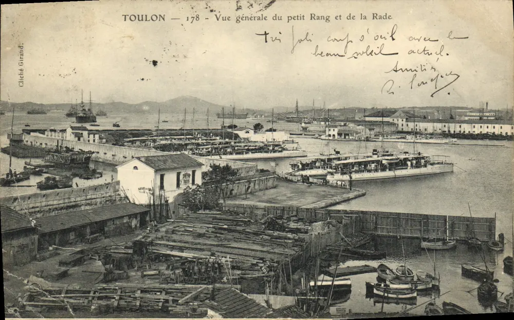 Toulon — 178 - Allgemeiner Blick auf den kleinen Rang und die Rade — Cliché Giraud - Vorderseite