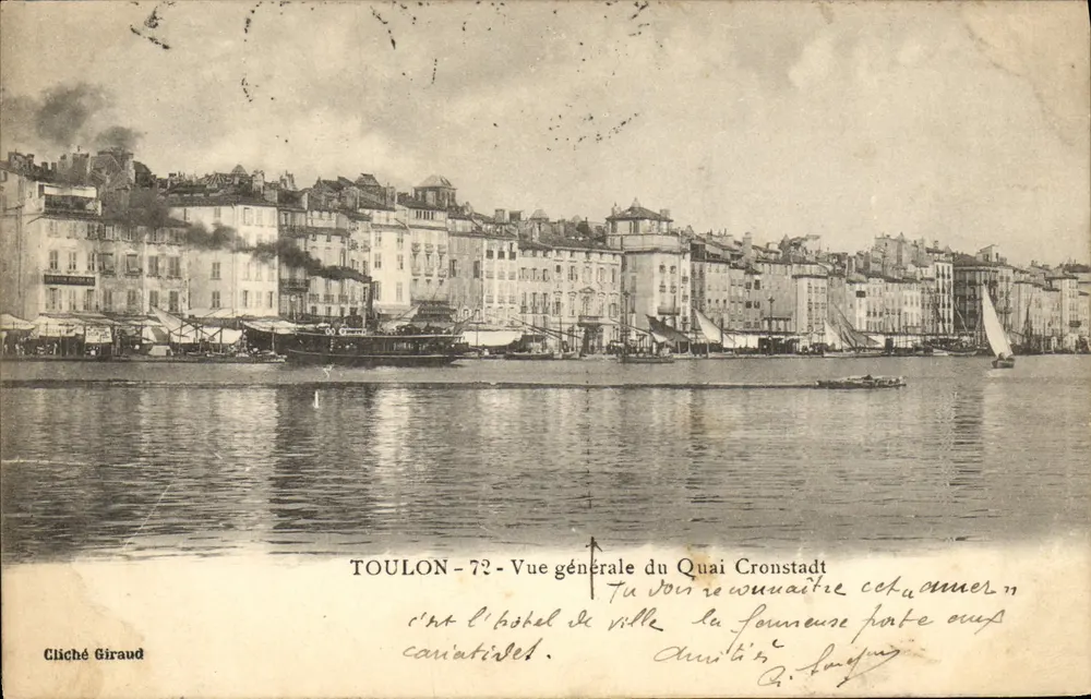 Toulon - Allgemeiner Blick auf den Quai Cronstadt — Cliché Giraud, n°72 - Vorderseite