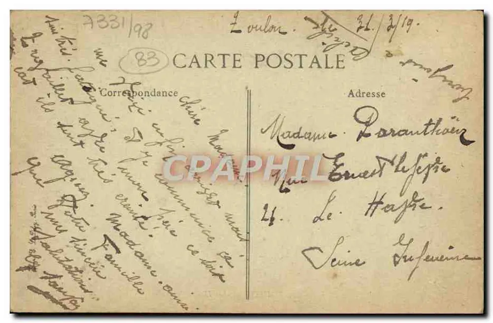 Toulon — Les Halles Centrales — B.D. n°282 - Verso