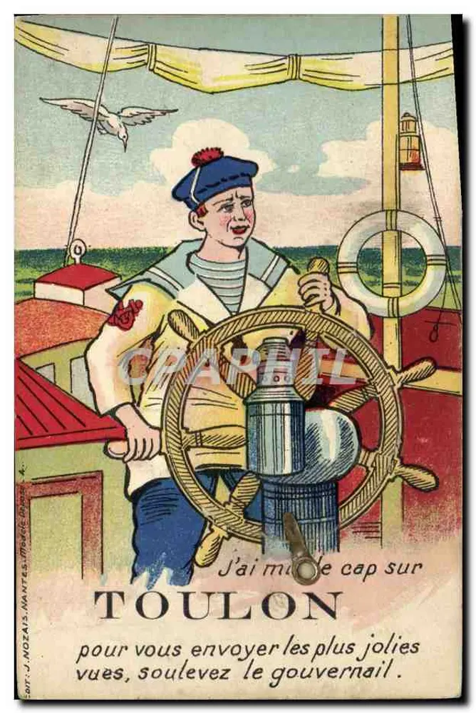 Marinheiro guiando o navio — Toulon — J. Nozaus, Nantes - Frente