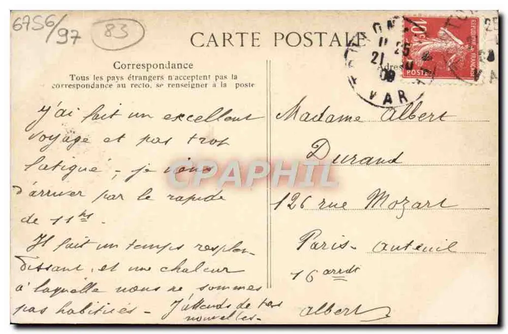 Toulon — Avenida Colbert — Editor E.D. n°150 - Verso