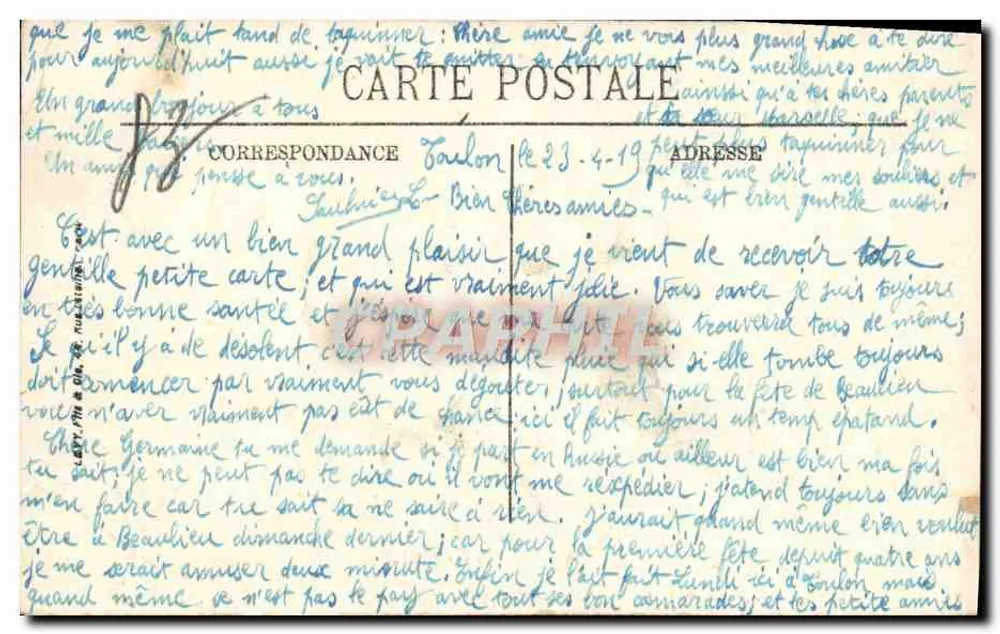 Toulon — Denkmal der Vereinigung und das Grand-Hôtel — LL. SELECTA - Rückseite