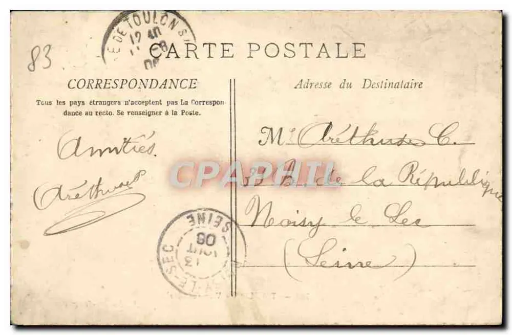 Toulon — Vista Geral — A. Bougault, n°767 - Verso