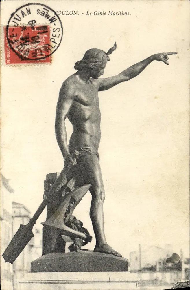 Toulon - O Gênio Marítimo — estátua de bronze, editor não visível, número de série não legível - Frente