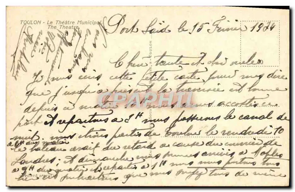 Toulon — Ansicht des Stadttheaters — Verlag: B. Soula, Toulon, Nr. 123 - Rückseite