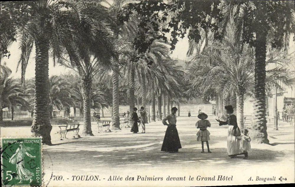 TOULON - Palmengasse vor dem Grand Hotel — A. Bougault n°709 - Vorderseite