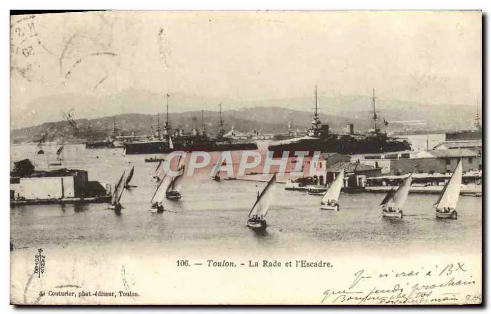 Toulon - La Rade et l'Escadre — Couturier, phot-éditeur, Toulon, n°106 - Vorderseite