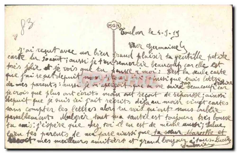 Pensamento — um Pensamento de TOULON - Verso
