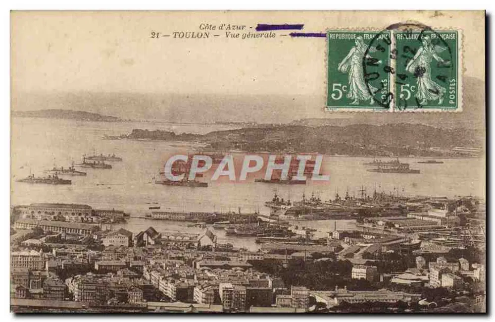 Toulon — Vista geral — Costa Azul — editor desconhecido, n° 21 - Frente