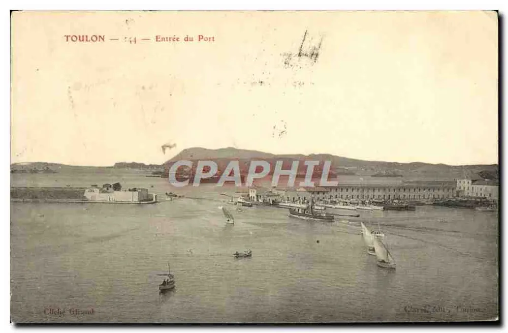 Toulon — Entrada do Porto — Cliché Giraud, editor Chard, Toulon - Frente