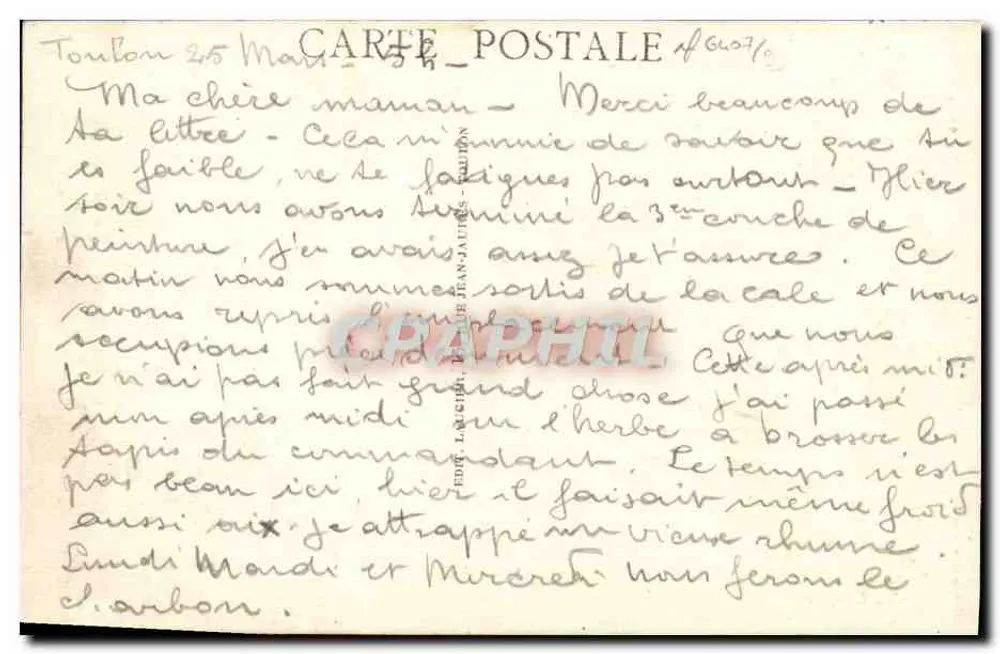 Toulon — Das Palais de Justice — Verlag Laugier, Seriennummer 6107 - Rückseite