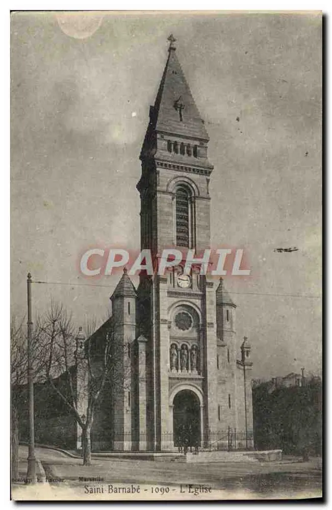 Saint-Barnabé - A Igreja - Fotografia E. Favour, Marselha - 1909 - Frente