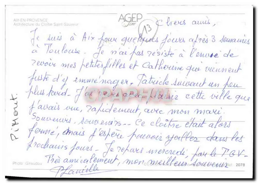 Cloître Saint-Sauveur — Aix-en-Provence — Editor AGEP, n°3 - Verso