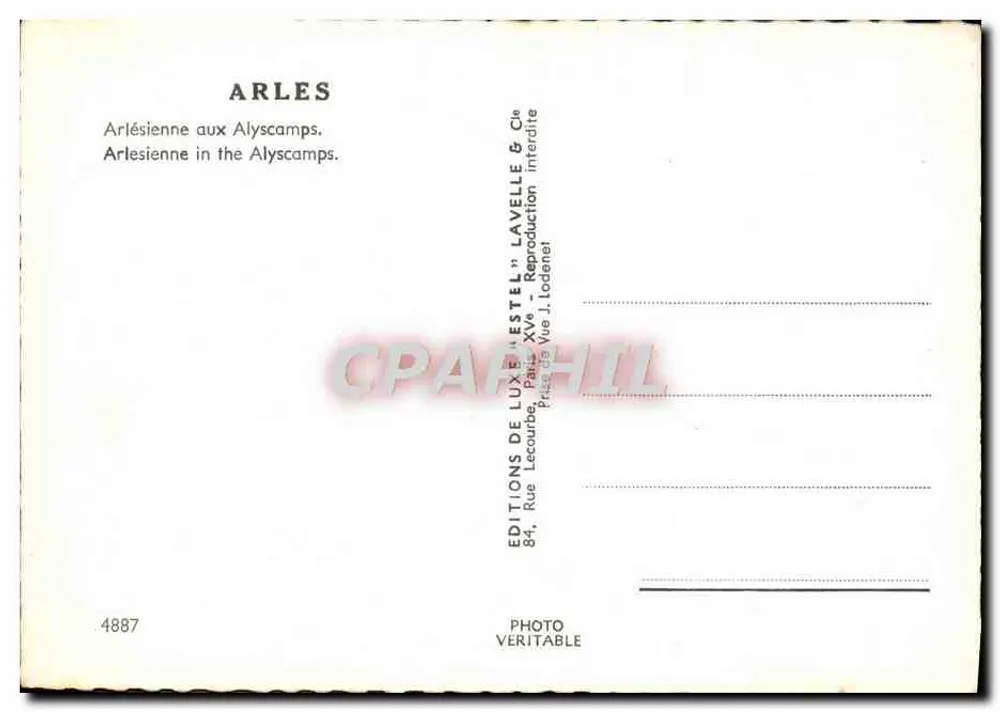 Arlésienne an den Alyscamps — Verleger: Éd. Lavelle & Cie, Paris - Rückseite