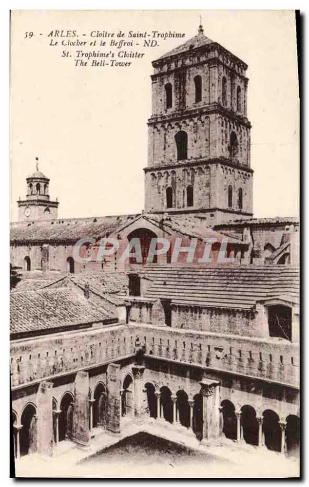 Arles - Cloître de Saint-Trophime - A Torre Sinagoga e o Sino - Frente